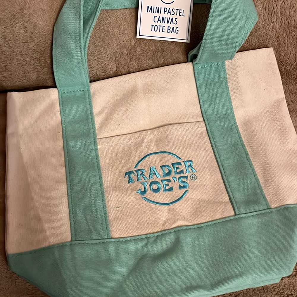 Mint and Cream Canvas Tote Bag